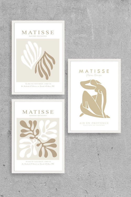 Büro Ev Ofis Dekoru için 40x60CM 3PARÇA Ahşap Çerçeveli HMatisse Tablo No129