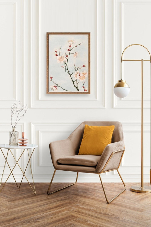 Büro Ev Ofis Dekoru için 50x70CM Tekli Ahşap Çerçeveli CBlossom Tablo No7