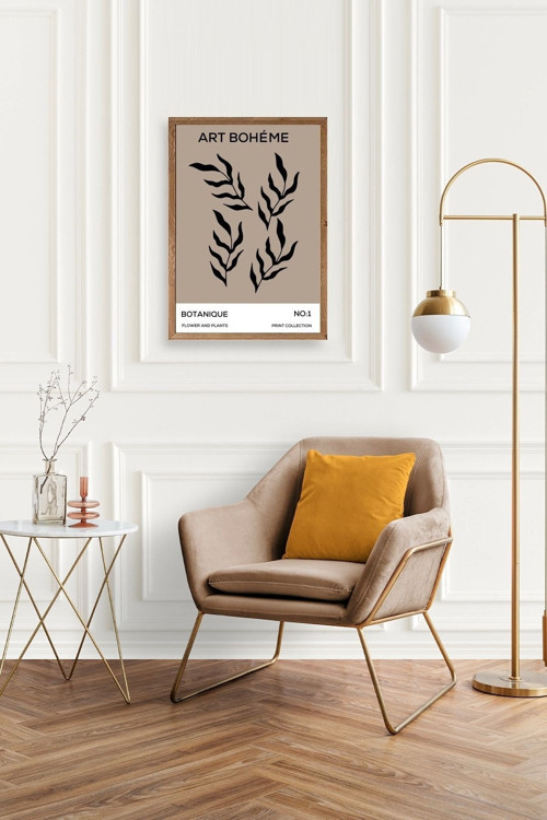 Büro Ev Ofis Dekoru için 30x42CM Tekli Ahşap Çerçeveli Bohem Stil Tablo No6