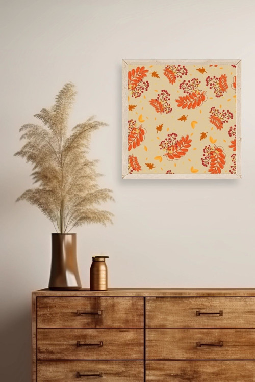 Büro Ev Ofis Dekoru için 50x50CM Tekli Ahşap Çerçeveli Çiçek Tema Tablo No607