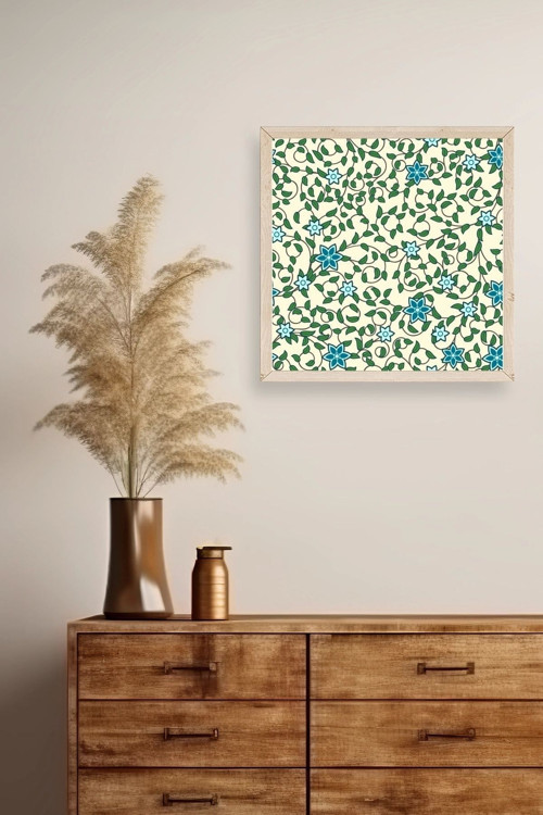 Büro Ev Ofis Dekoru için 42x42CM Tekli Ahşap Çerçeveli Çiçek Tema Tablo No534