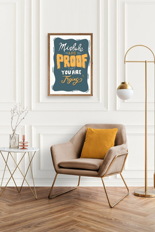 Büro Ev Ofis Dekoru için 50x70CM Tekli Ahşap Çerçeveli Motto Tema Tablo No270