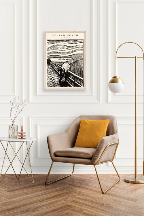 Büro Ev Ofis Dekoru için 23x30CM Tekli Ahşap Çerçeveli Çığlık Tema Tablo No3
