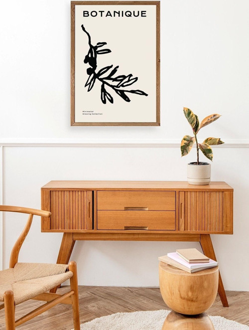 Büro Ev Ofis Dekoru için 30x42CM Tekli Ahşap Çerçeveli Yaprak Tema Tablo No247