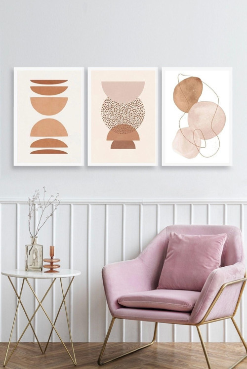 Büro Ev Ofis Dekoru için 23x30CM 3PARÇA Ahşap Çerçeveli Modern Tema Tablo No25