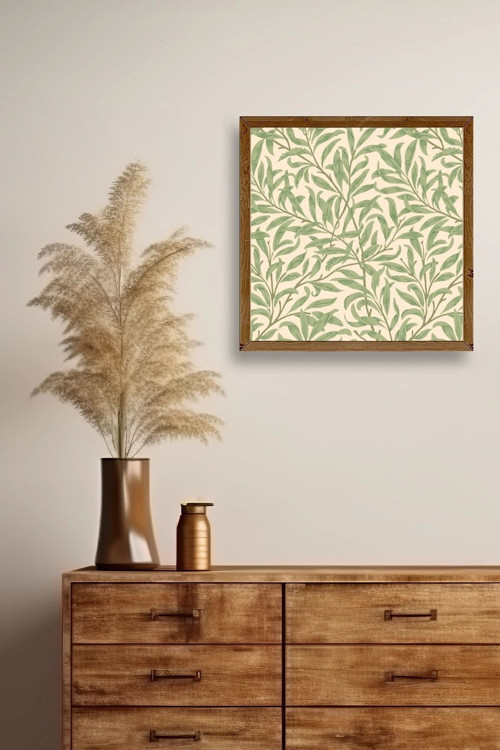 Büro Ev Ofis Dekoru için 23x23CM Tekli Ahşap Çerçeveli Yaprak Tema Tablo No209