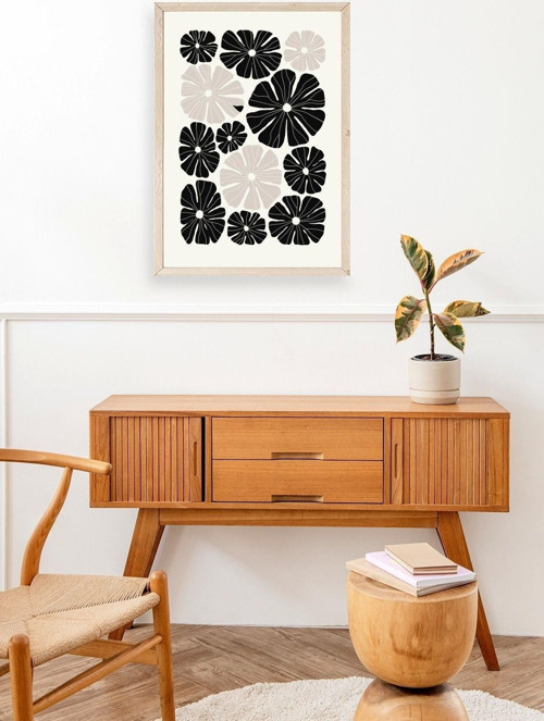 Büro Ev Ofis Dekoru için 50x70CM Tekli Ahşap Çerçeveli Çiçek Tema Tablo No694