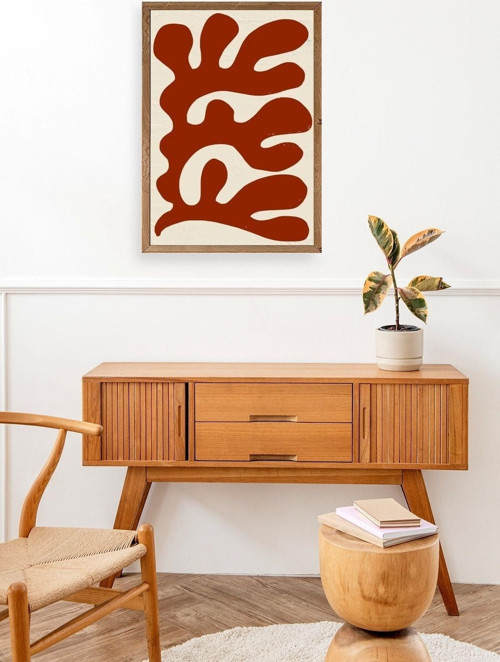 Büro Ev Ofis Dekoru için 30x42CM Tekli Ahşap Çerçeveli Soyut Stil Tablo No162