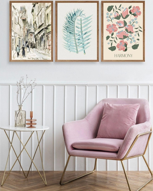 Büro Ev Ofis Dekoru için 40x60CM 3PARÇA Ahşap Çerçeveli Armoni Tema Tablo No10
