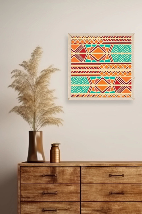 Büro Ev Ofis Dekoru için 42x42CM Tekli Ahşap Çerçeveli Motifli Tablo No41