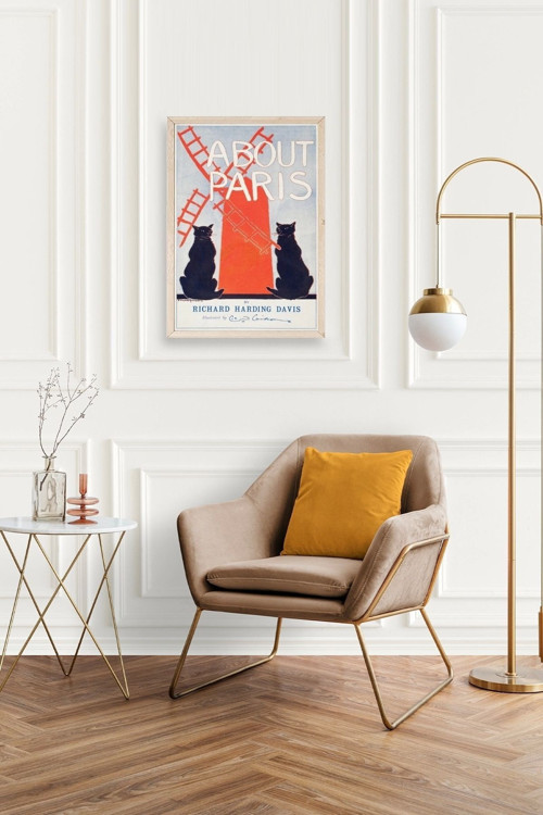 Büro Ev Ofis Dekoru için 30x42CM Tekli Ahşap Çerçeveli RHDavis Tablo No6