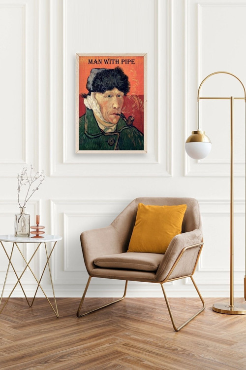 Büro Ev Ofis Dekoru için 17x23CM Tekli Ahşap Çerçeveli VGogh Tablo No9