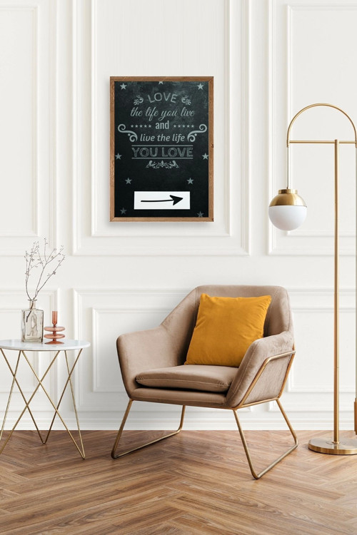 Büro Ev Ofis Dekoru için 30x42CM Tekli Ahşap Çerçeveli Motto Tema Tablo No206