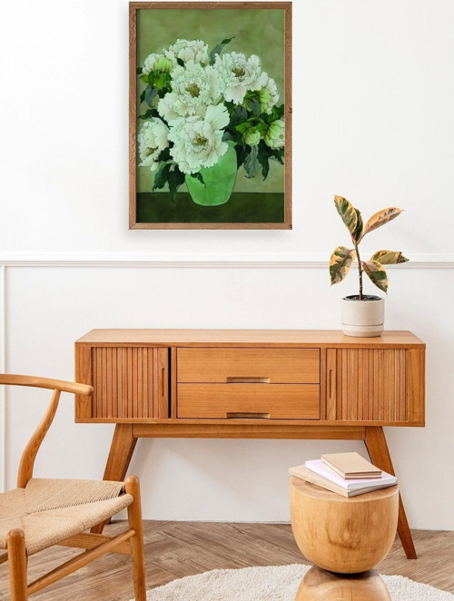 Büro Ev Ofis Dekoru için 23x30CM Tekli Ahşap Çerçeveli Çiçek Tema Tablo No824