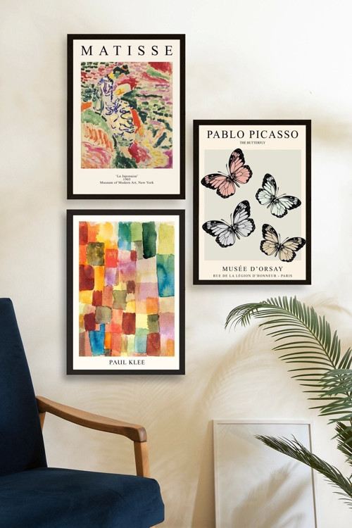 Büro Ev Ofis Dekoru için 30x40CM 3PARÇA Ahşap Çerçeveli HMatisse Tablo No57