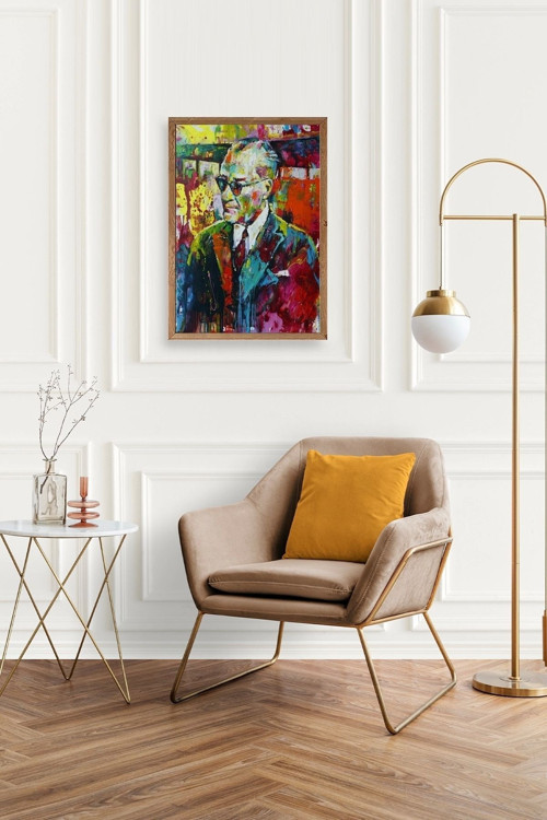 Büro Ev Ofis Dekoru için 17x23CM Tekli Ahşap Çerçeveli ATATÜRK Tema Tablo No10