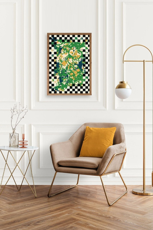 Büro Ev Ofis Dekoru için 17x23CM Tekli Ahşap Çerçeveli Desenli Tablo No7