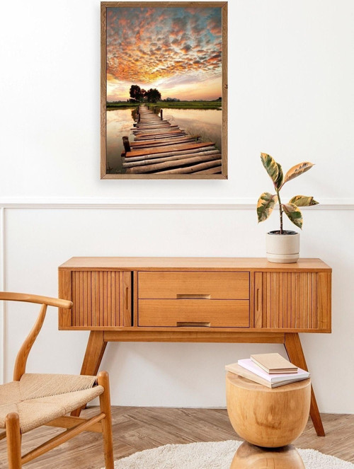 Büro Ev Ofis Dekoru için 17x23CM Tekli Ahşap Çerçeveli Doğa Tema Tablo No1