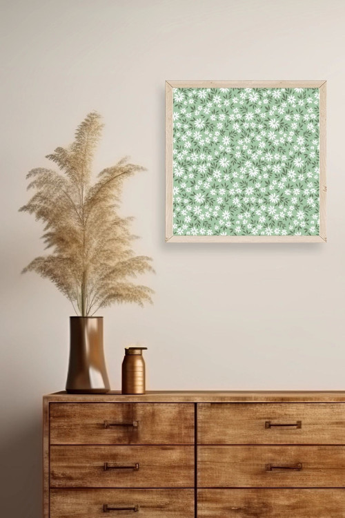 Büro Ev Ofis Dekoru için 50x50CM Tekli Ahşap Çerçeveli Çiçek Tema Tablo No924