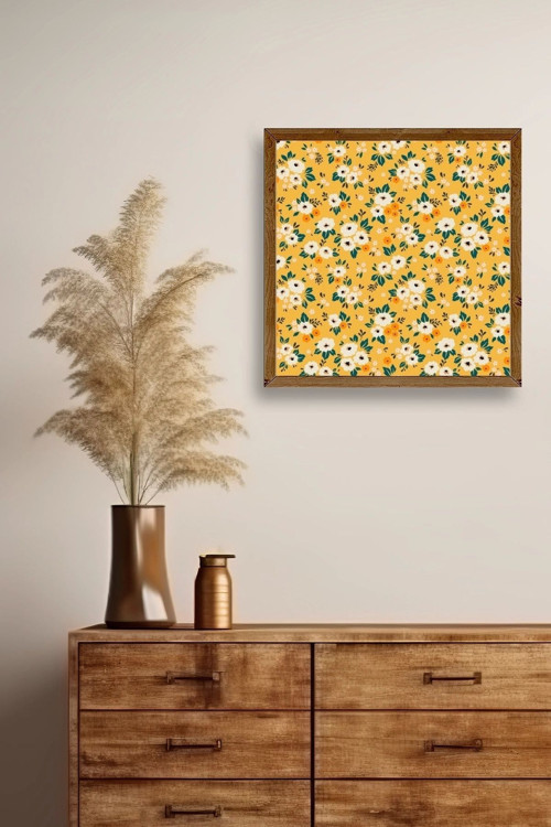 Büro Ev Ofis Dekoru için 23x23CM Tekli Ahşap Çerçeveli Çiçek Tema Tablo No198