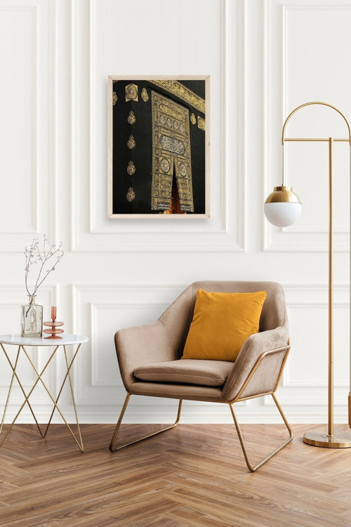 Büro Ev Ofis Dekoru için 30x42CM Tekli Ahşap Çerçeveli Kabe Tema Tablo No14
