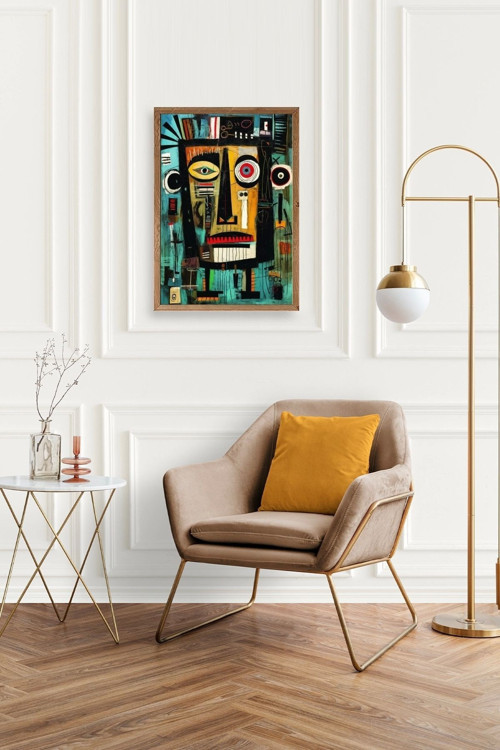 Büro Ev Ofis Dekoru için 23x30CM Tekli Ahşap Çerçeveli Soyut Stil Tablo No71