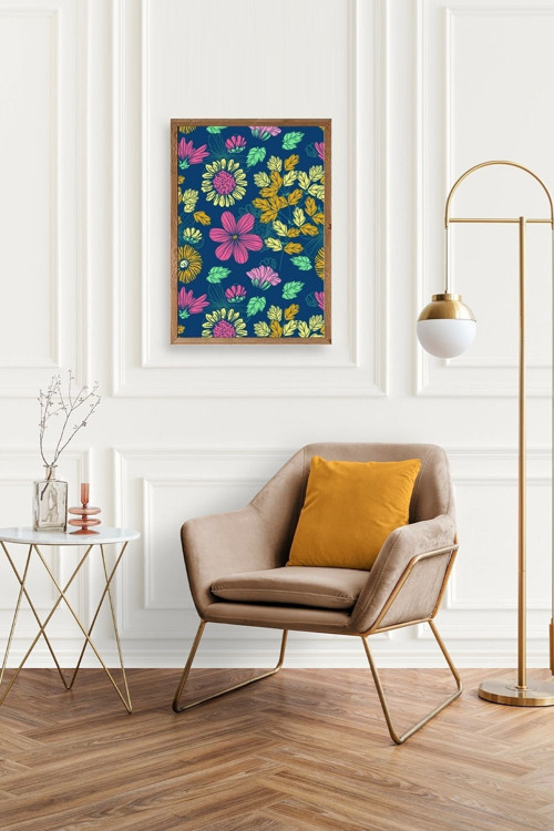 Büro Ev Ofis Dekoru için 23x30CM Tekli Ahşap Çerçeveli Çiçek Tema Tablo No813