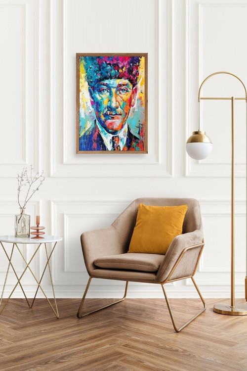 Büro Ev Ofis Dekoru için 23x30CM Tekli Ahşap Çerçeveli ATATÜRK Tema Tablo No52