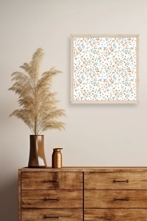 Büro Ev Ofis Dekoru için 42x42CM Tekli Ahşap Çerçeveli Çiçek Tema Tablo No505