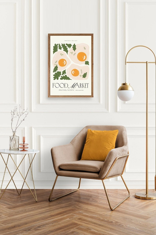 Büro Ev Ofis Dekoru için 30x42CM Tekli Ahşap Çerçeveli Yumurta Tema Tablo No5