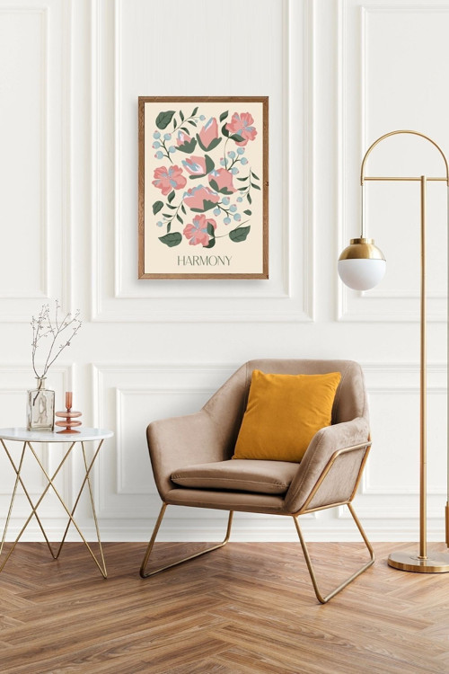 Büro Ev Ofis Dekoru için 30x42CM Tekli Ahşap Çerçeveli Armoni Tema Tablo No5