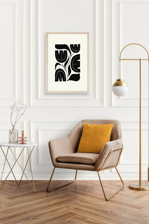 Büro Ev Ofis Dekoru için 50x70CM Tekli Ahşap Çerçeveli Çiçek Tema Tablo No635