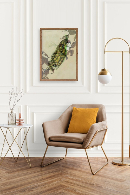 Büro Ev Ofis Dekoru için 17x23CM Tekli Ahşap Çerçeveli Kuş Tema Tablo No37