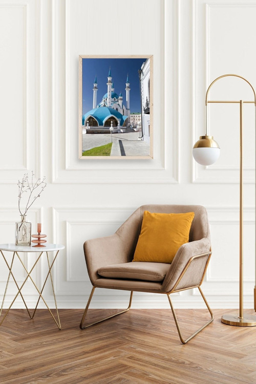 Büro Ev Ofis Dekoru için 23x30CM Tekli Ahşap Çerçeveli Kabe Tema Tablo No35
