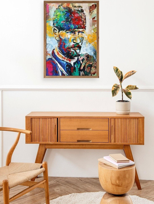 Büro Ev Ofis Dekoru için 17x23CM Tekli Ahşap Çerçeveli ATATÜRK Tema Tablo No24