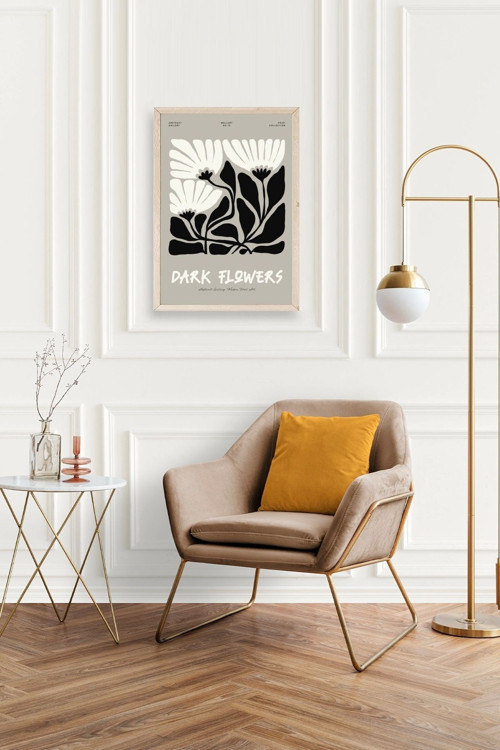 Büro Ev Ofis Dekoru için 50x70CM Tekli Ahşap Çerçeveli Çiçek Tema Tablo No677