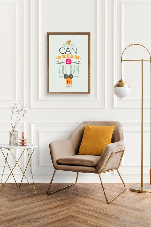 Büro Ev Ofis Dekoru için 23x30CM Tekli Ahşap Çerçeveli Motto Tema Tablo No99