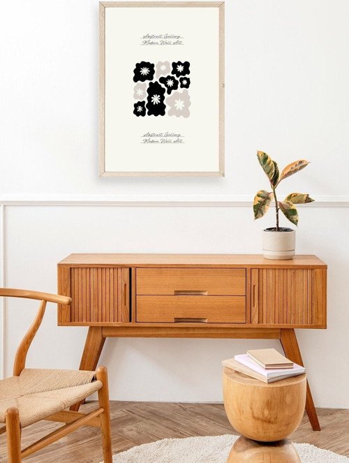 Büro Ev Ofis Dekoru için 50x70CM Tekli Ahşap Çerçeveli Çiçek Tema Tablo No935