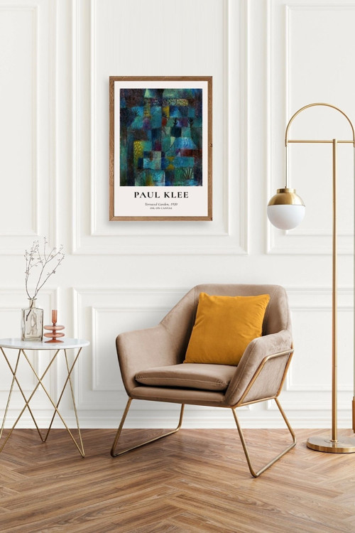 Büro Ev Ofis Dekoru için 17x23CM Tekli Ahşap Çerçeveli PKlee Tablo No9