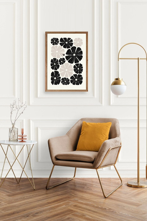 Büro Ev Ofis Dekoru için 30x42CM Tekli Ahşap Çerçeveli Çiçek Tema Tablo No382