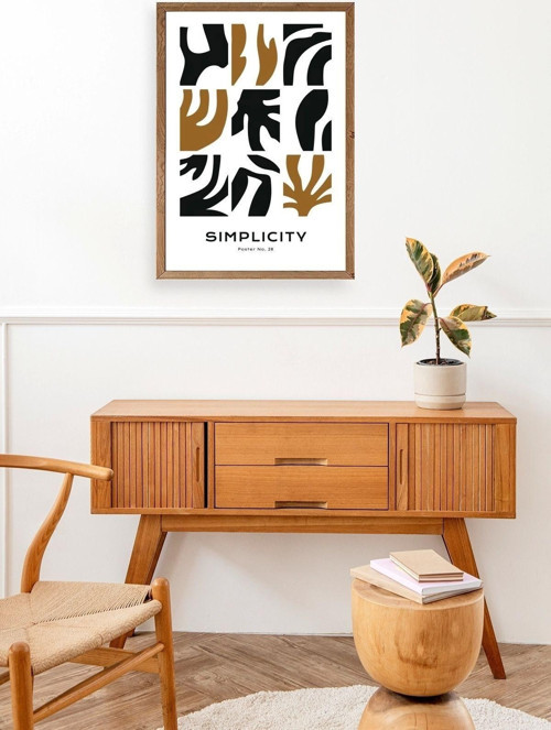 Büro Ev Ofis Dekoru için 17x23CM Tekli Ahşap Çerçeveli Soyut Tema Poster Tablo No1
