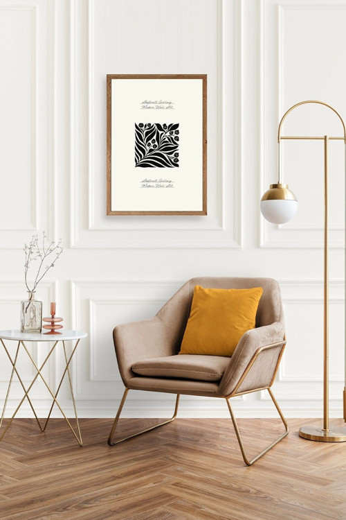 Büro Ev Ofis Dekoru için 17x23CM Tekli Ahşap Çerçeveli Çiçek Tema Tablo No33