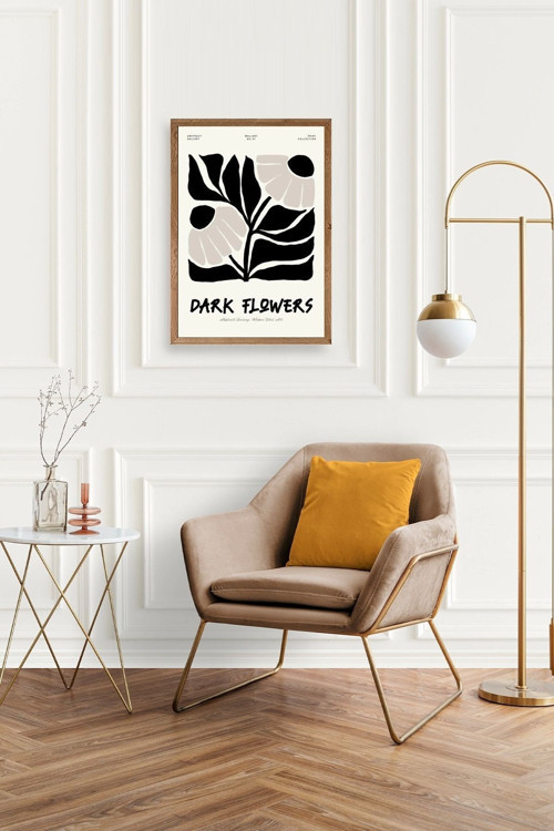 Büro Ev Ofis Dekoru için 23x30CM Tekli Ahşap Çerçeveli Çiçek Tema Tablo No333