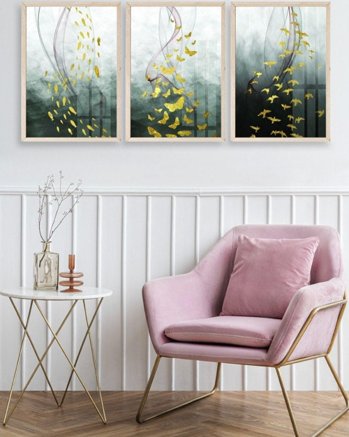Büro Ev Ofis Dekoru için 30x42CM Tekli Ahşap Çerçeveli Soyut Hayvan Tema Tablo No5