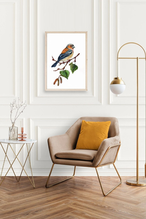Büro Ev Ofis Dekoru için 23x30CM Tekli Ahşap Çerçeveli Kuş Tema Tablo No46