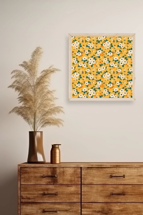 Büro Ev Ofis Dekoru için 50x50CM Tekli Ahşap Çerçeveli Çiçek Tema Tablo No618