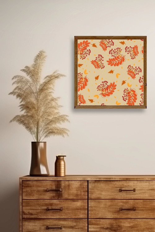 Büro Ev Ofis Dekoru için 50x50CM Tekli Ahşap Çerçeveli Çiçek Tema Tablo No596