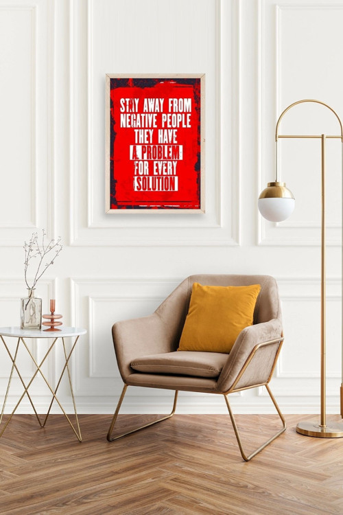 Büro Ev Ofis Dekoru için 23x30CM Tekli Ahşap Çerçeveli Motto Tema Tablo No108