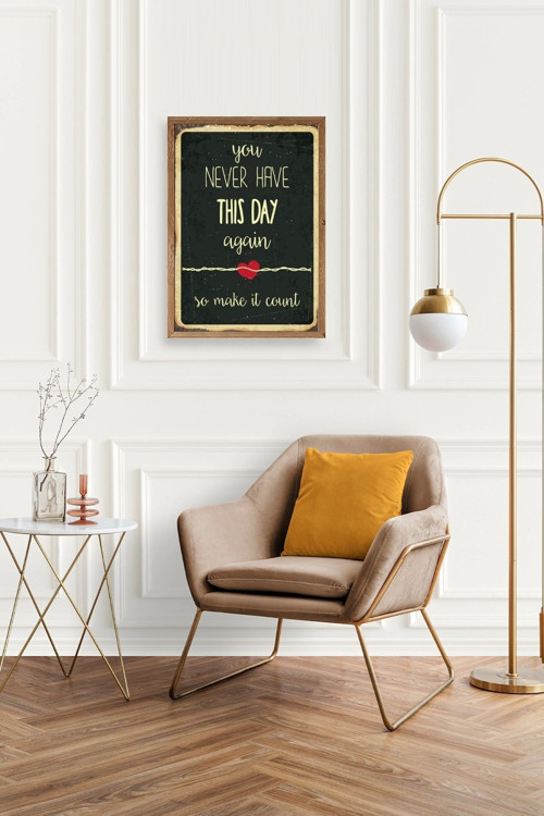 Büro Ev Ofis Dekoru için 50x70CM Tekli Ahşap Çerçeveli Motto Tema Tablo No285