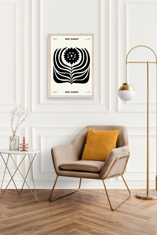 Büro Ev Ofis Dekoru için 30x42CM Tekli Ahşap Çerçeveli Soyut Stil Tablo No165